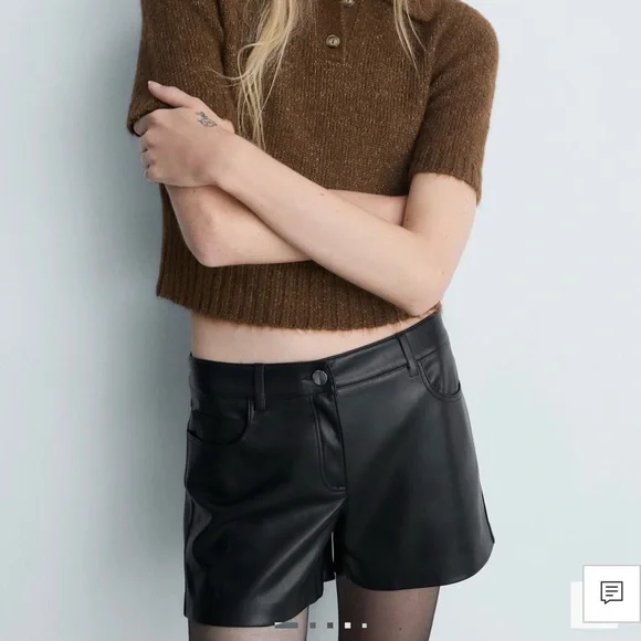 Mango Leather Effect Shorts New with Tags micro short $70 est retail size 2 - Picture 2 of 8